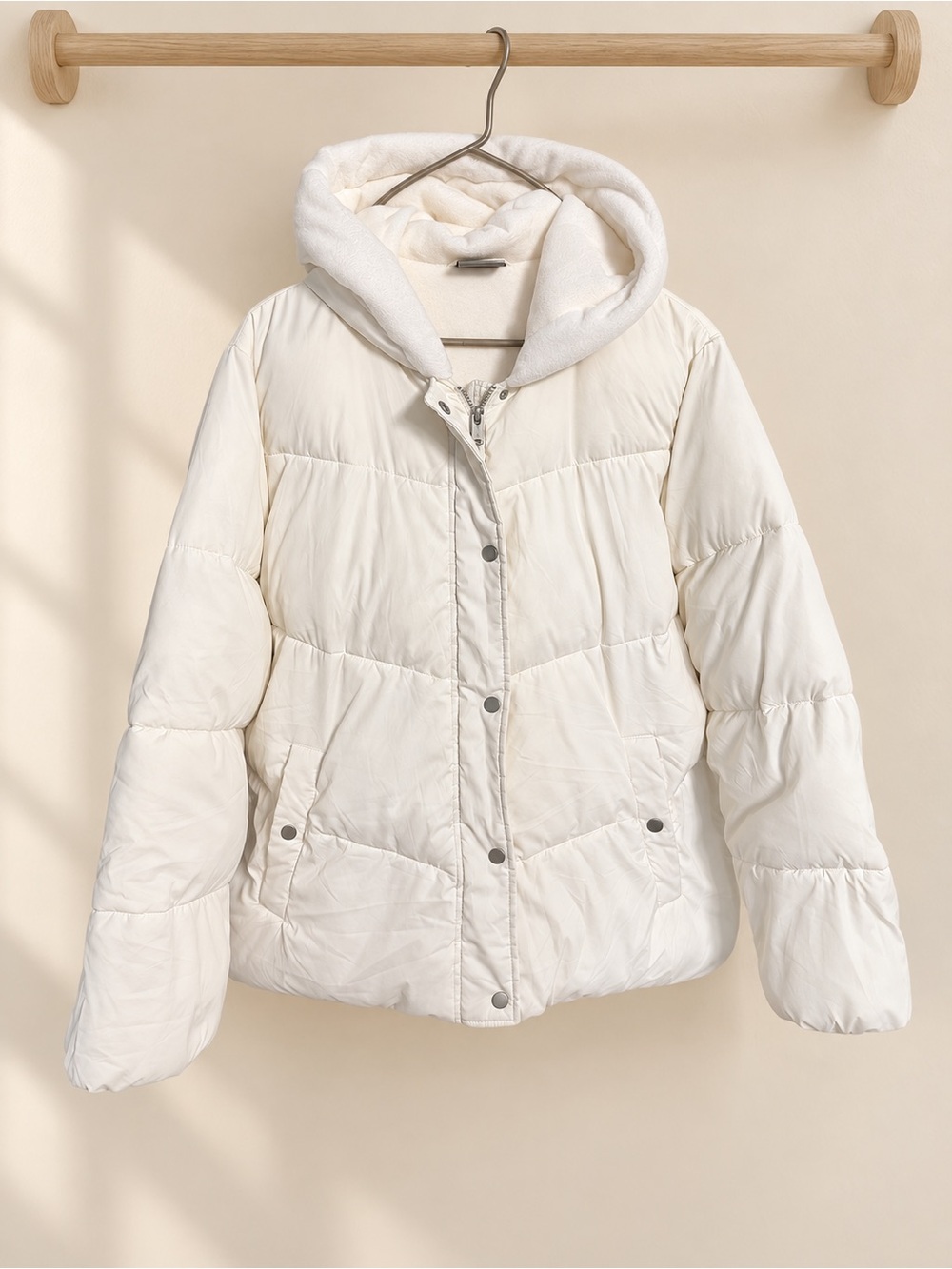 32 Degrees Off-White Hooded Puffer Coat